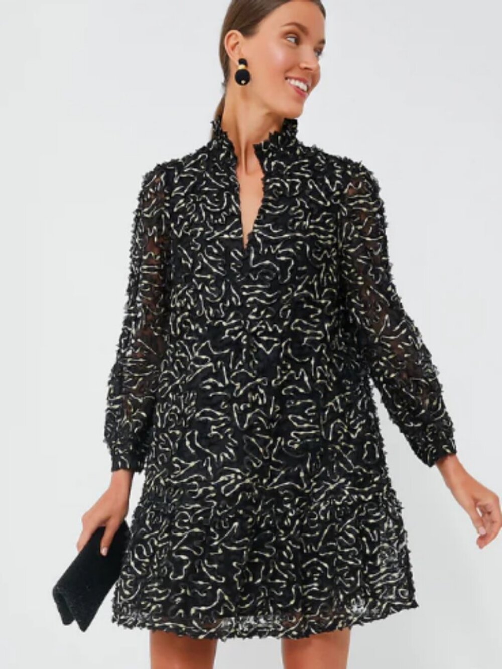 Tuckernuck Black Dress with Ivory Swirl Texture
